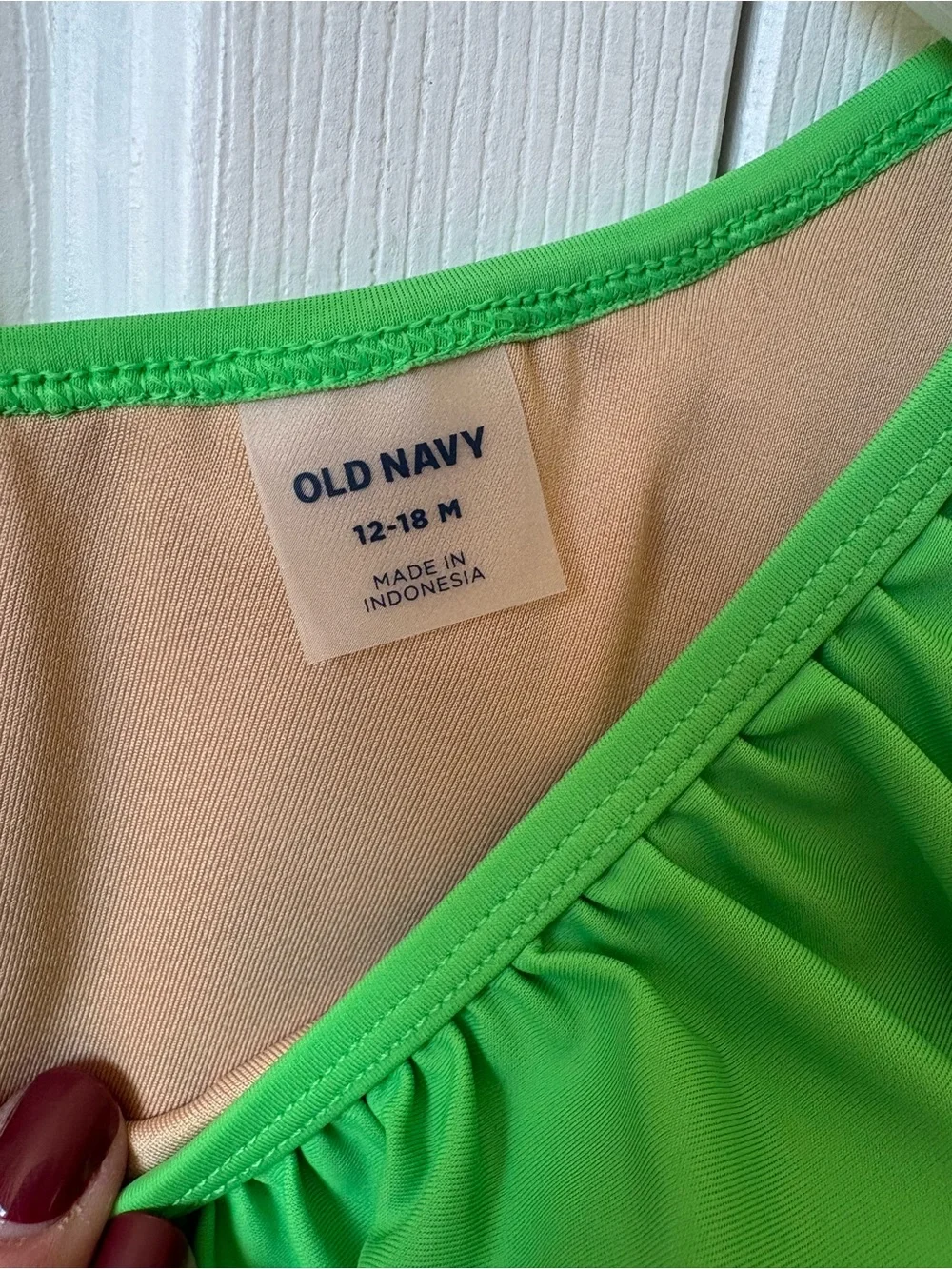 NWOT Old Navy Pink One-Shoulder Watermelon Print Swimsuit with Green Ruffle